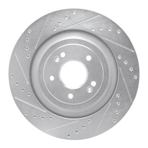 Genesis G90 Brake Rotor (1) - Rear Left - R1 Concepts - Drilled & Slotted - Silver - `19-`22